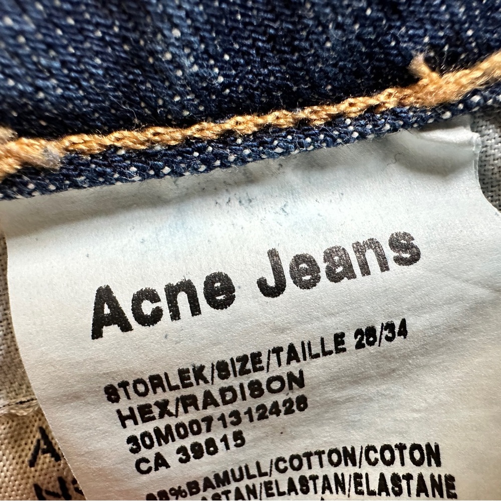 ACNE Jeans Blue Denim Straight Leg Ankle size 26 - Picture 5 of 6